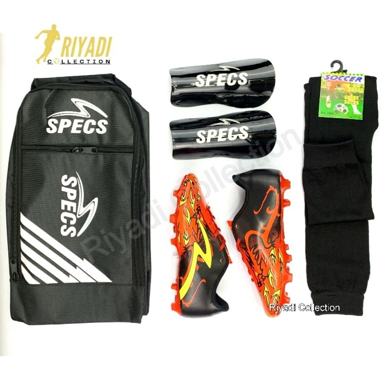 Sepatu Bola Anak Specs Plus Paket Komplit 4 (Sepatu, Kaos kaki, Deker, Tas) Usia SD-SMP