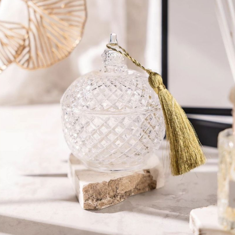 Souvenir / Glass Apple Crystal Jar Candy Jar / Toples Kue Permen Lebaran Natal / CG-43