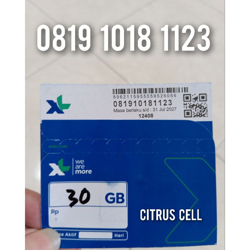 Kartu Perdana XL Axiata 4G 5G 12 Digit Nomor Cantik 0819 1018 1123 Free Kuota Utama 30 GB