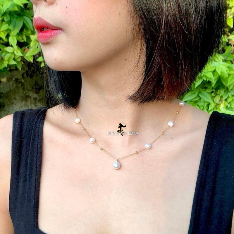 BERSERTIFIKAT Kalung Mutiara Air tawar Edison Asli | Kalung mutiara Lombok Asli | Mutiara Air tawar 