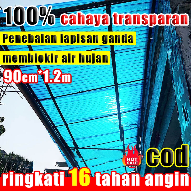 【100% cahaya transparan】 Atap bergelombang transparan ketebalan 2.2mm Ubin Transparan PVC 90X1200Cm 