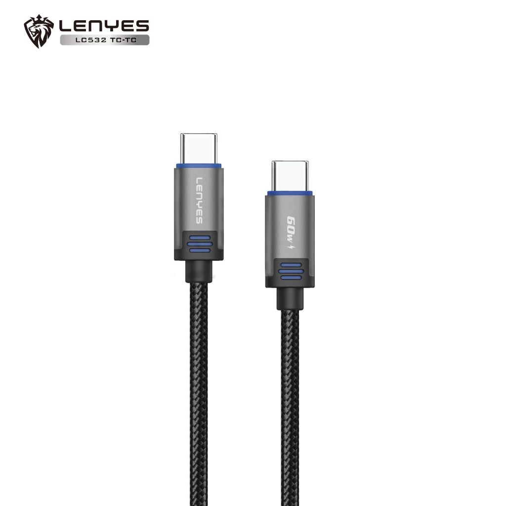 Kabel Data LENYES LC532 60W  Fast Charging Type C To Type C Data Cable Charger Braided Nylon 1 Meter