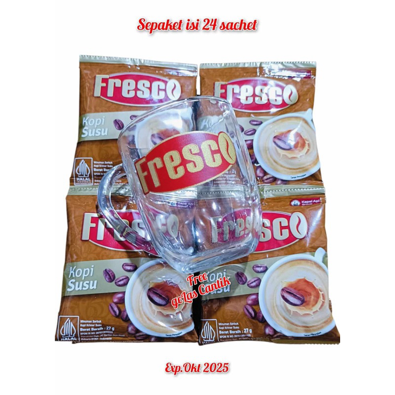 

KOPI FRESCO SUSU ISI 24 SACHET GRATIS GELAS CANTIK