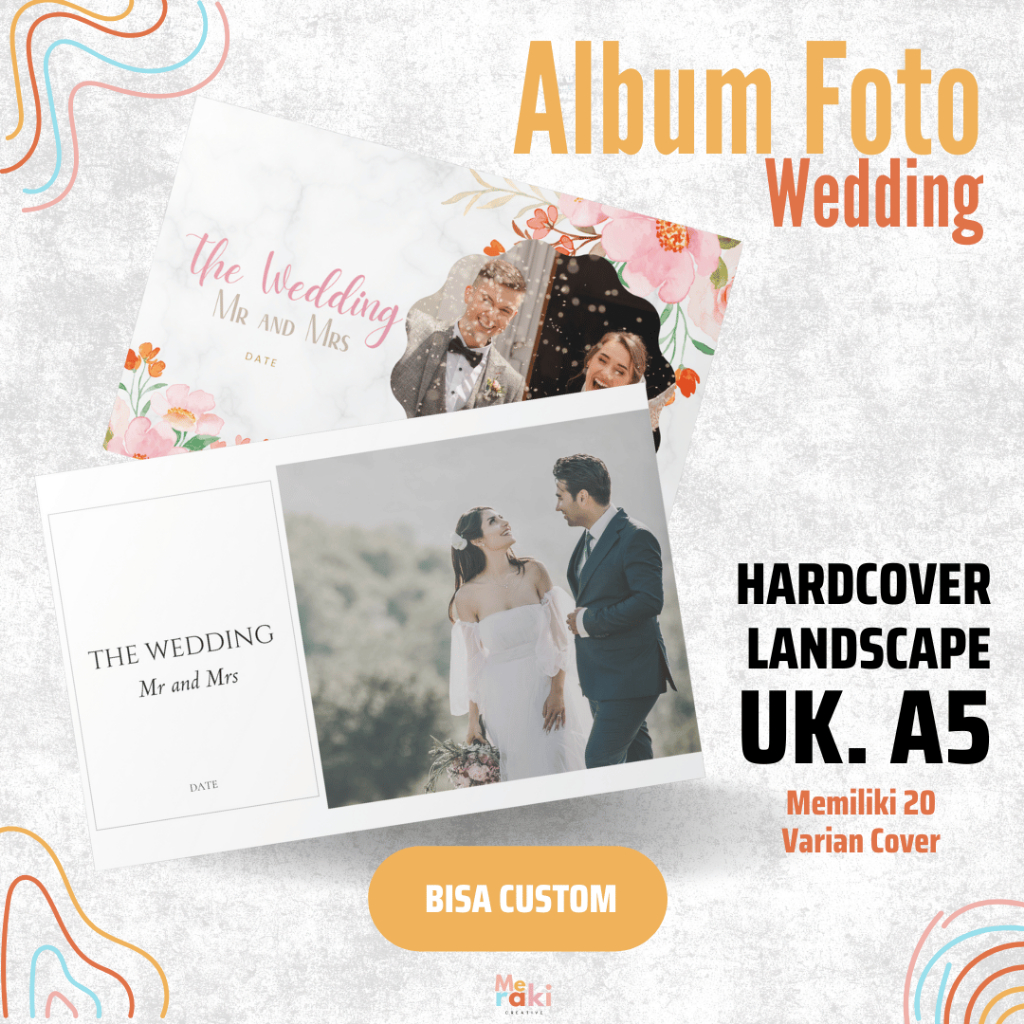 Buku Album Foto Wedding Book/Buku Pernikahan A5 Hardcover Landscape