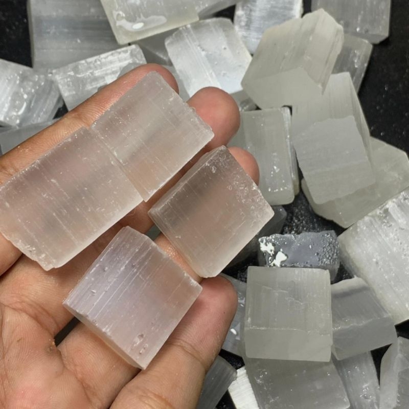 Batu Selenite Giwang Cat Eye Natural / Bahan Selenite Unik / Bongkahan Selenite High quality