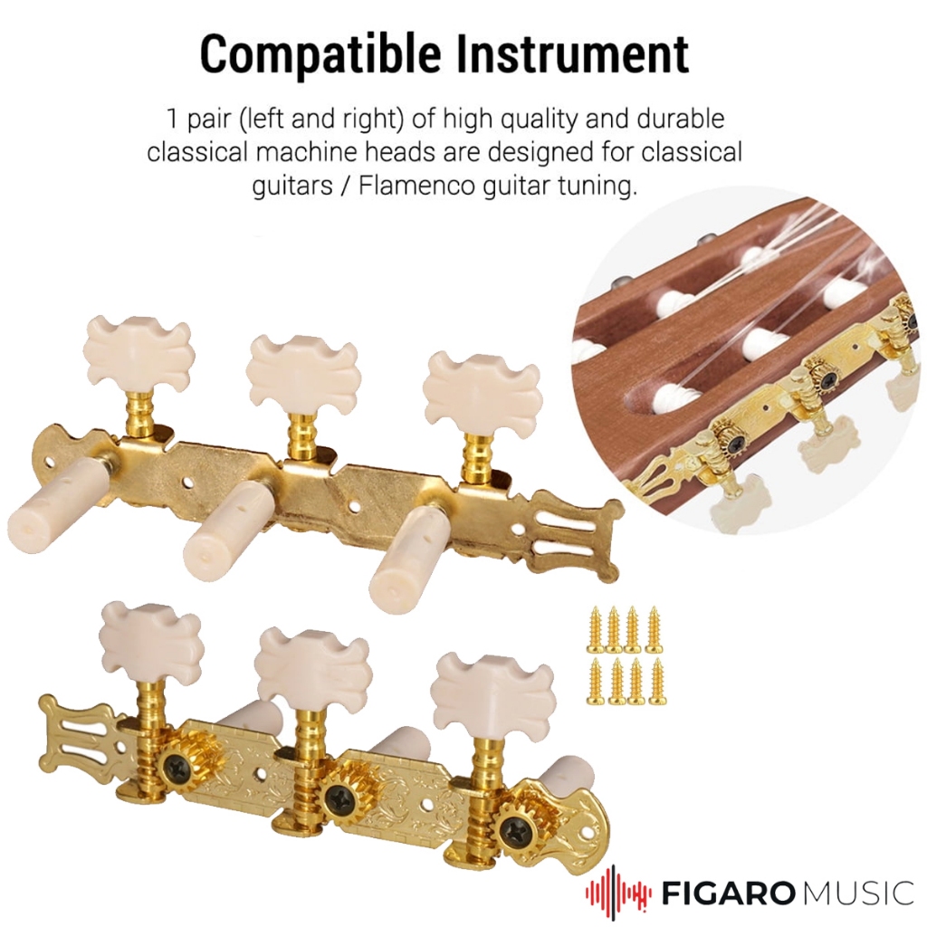 Dryer Gitar Klasik Nilon Tuning Peg / Spare part Putaran Gitar Classic Nylon - Gold Premium