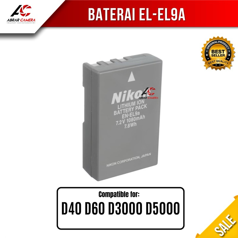 Baterai Nikon EN-EL9a untuk Kamera DSLR D40 D60 D3000 D5000