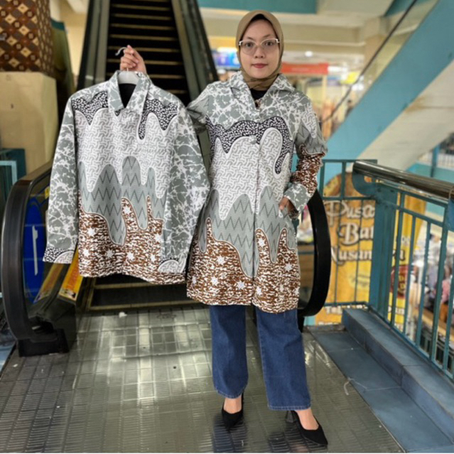 Baju batik atasan wanita baju tunik wanita lengan pendek batik moderen