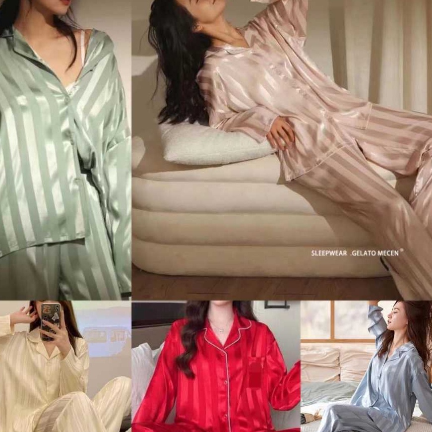 Top BAJU TIDUR EXCLUSIVE PIYAMA WANITA SATIN SUTRA ORGANIC TENCEL IMPORT MEWAH PREMIUM
