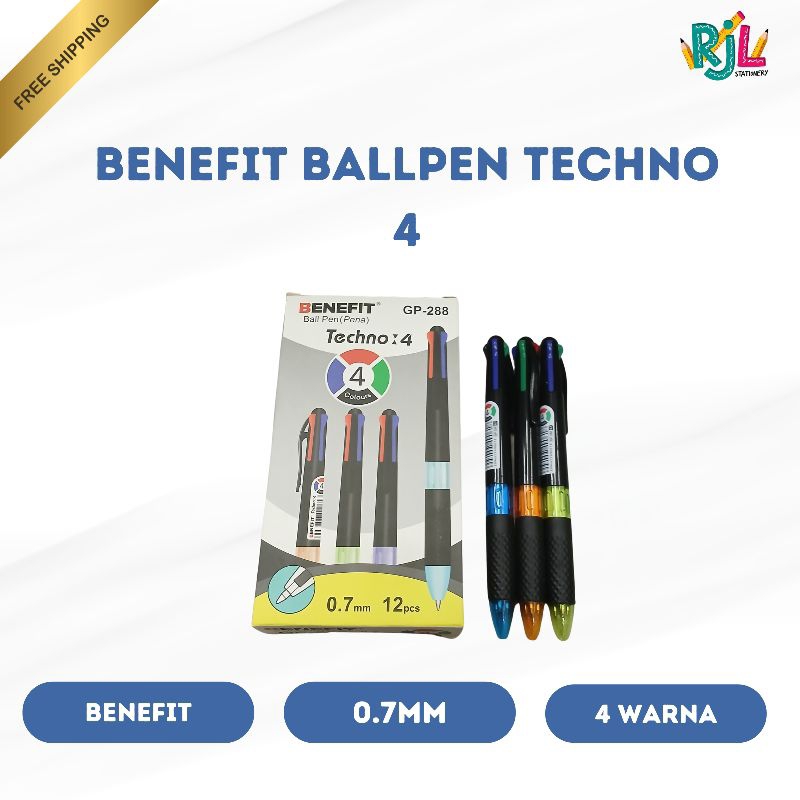 

Benefit Ball Pen Techno 4 | 0.7mm | Tinta Hitam