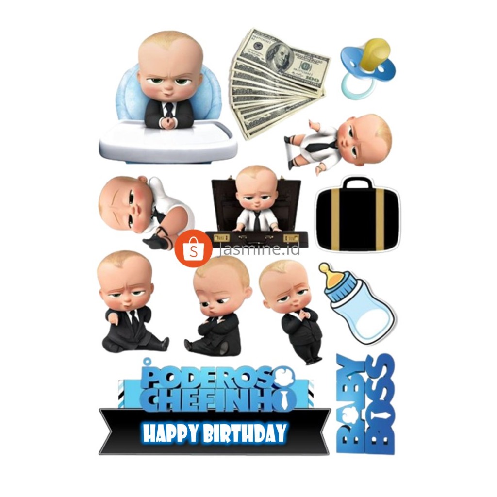 Topper BABY BOSS/Hiasan Cake BOSS BABY Custom Nama