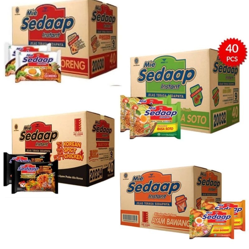 

Sedaap Mie Instan Goreng,Soto,Korean Spicy 40x90gr