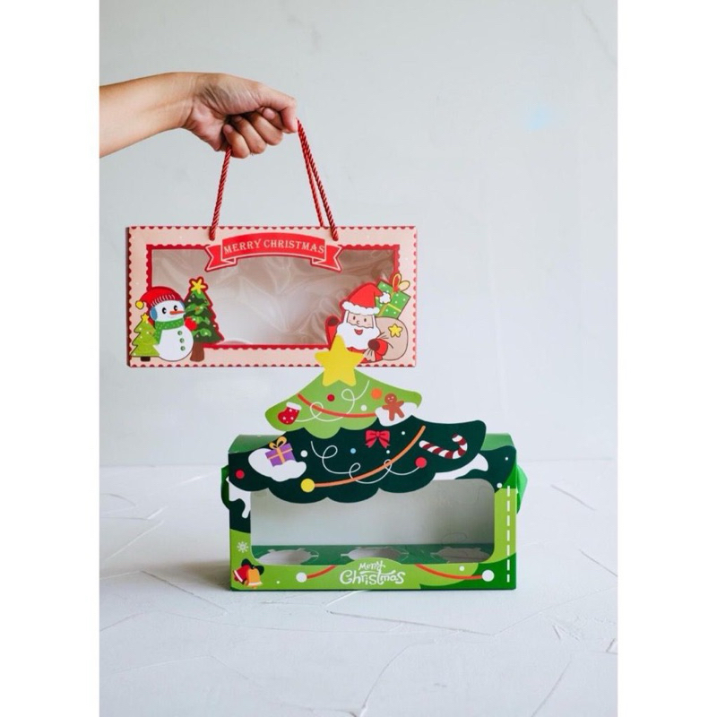 

Christmas Rollcake Box Kotak Cupcake Natal Sinterklas / Kotak Hamper Christmas