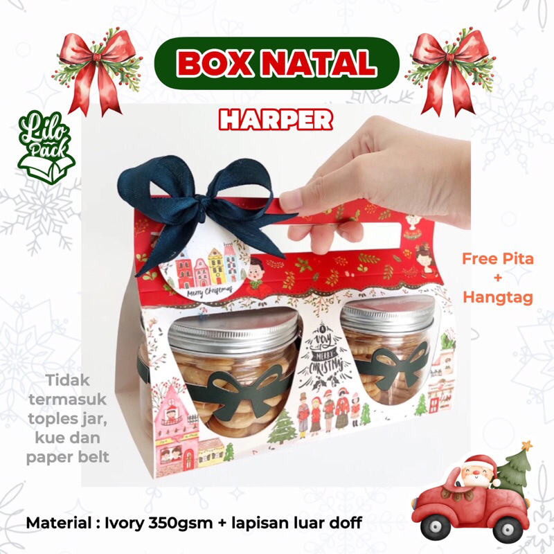

HARPER | Box Hampers Toples Jar Natal Kotak Gift Packaging Toples Kue Kering Christmas