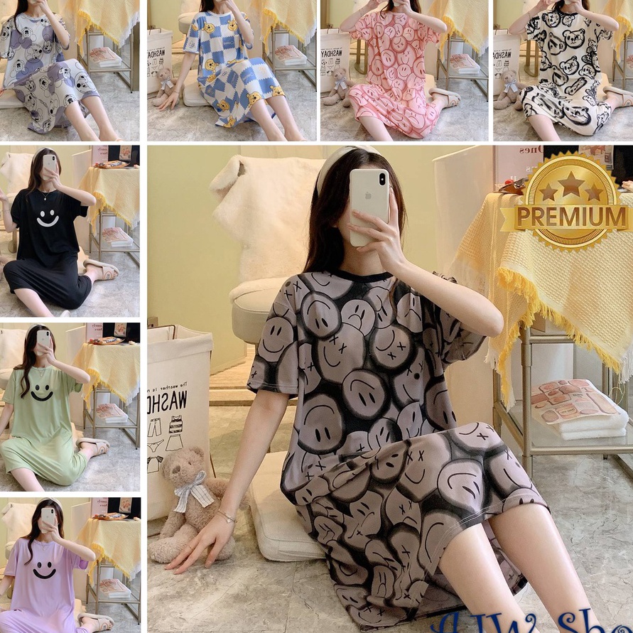 KI3 AJW Shop Daster Lengan Pendek Wanita Kekan  Daster Import Panjang Lengan Pendek  Daster Wanita D