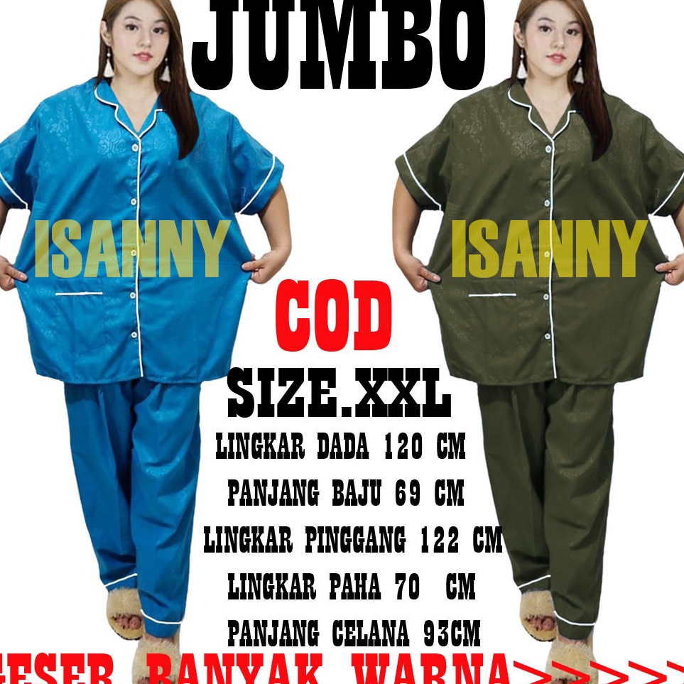 Spesial Update ISANNY PIYAMA SET JUMBO SIZEXXLSATEN EMBOS JUMBO CPPYAMA DEWASAREADY 2 WARNA