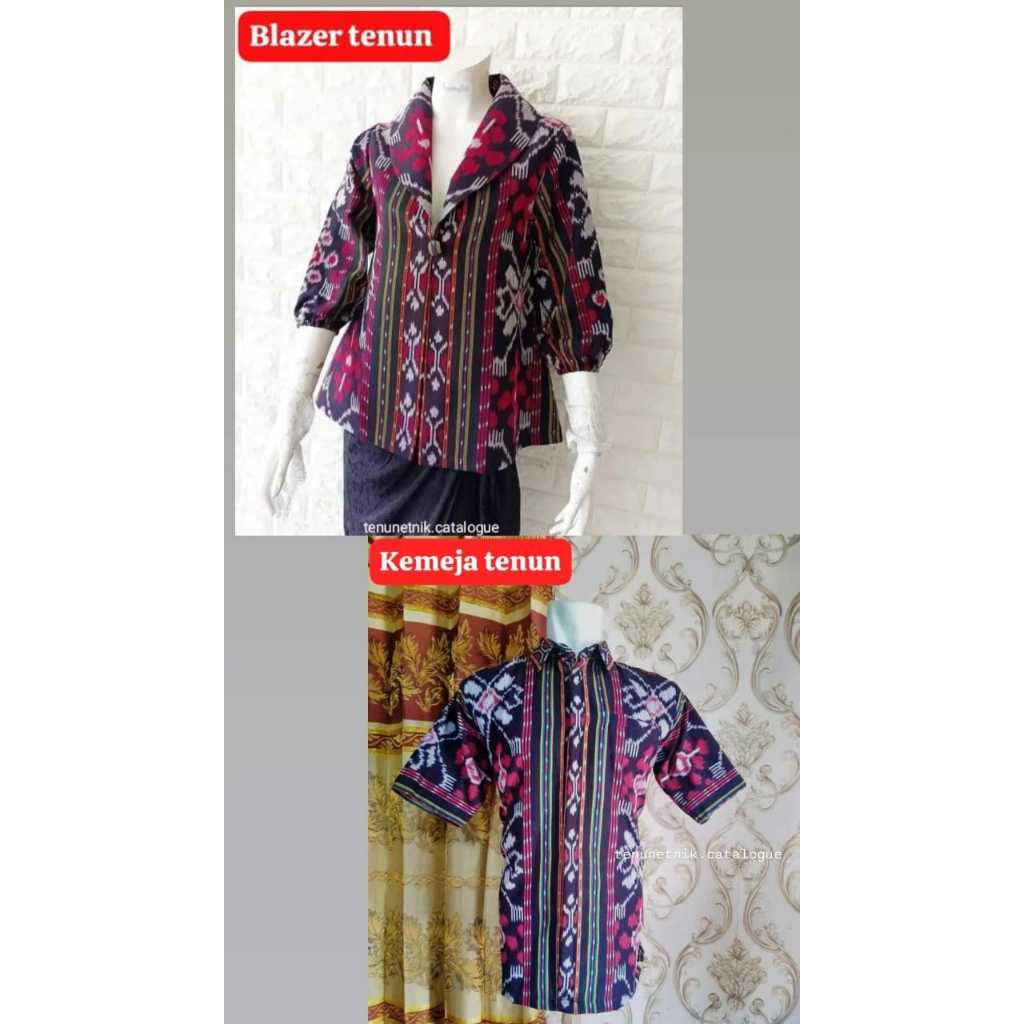 [ READY ] BLAZER TENUN WANITA DAN KEMEJA TENUN PRIA BAJU KEKINIAN TENUN ETNIK JEPARA