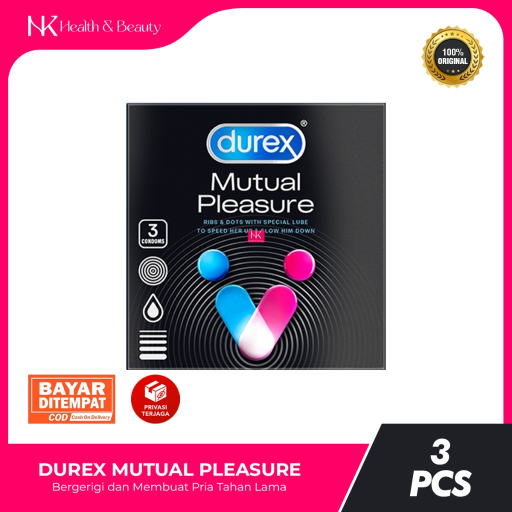 Durex Mutual Pleasure 3 Pcs / Kondom Gerigi + Tahan Lama Pria