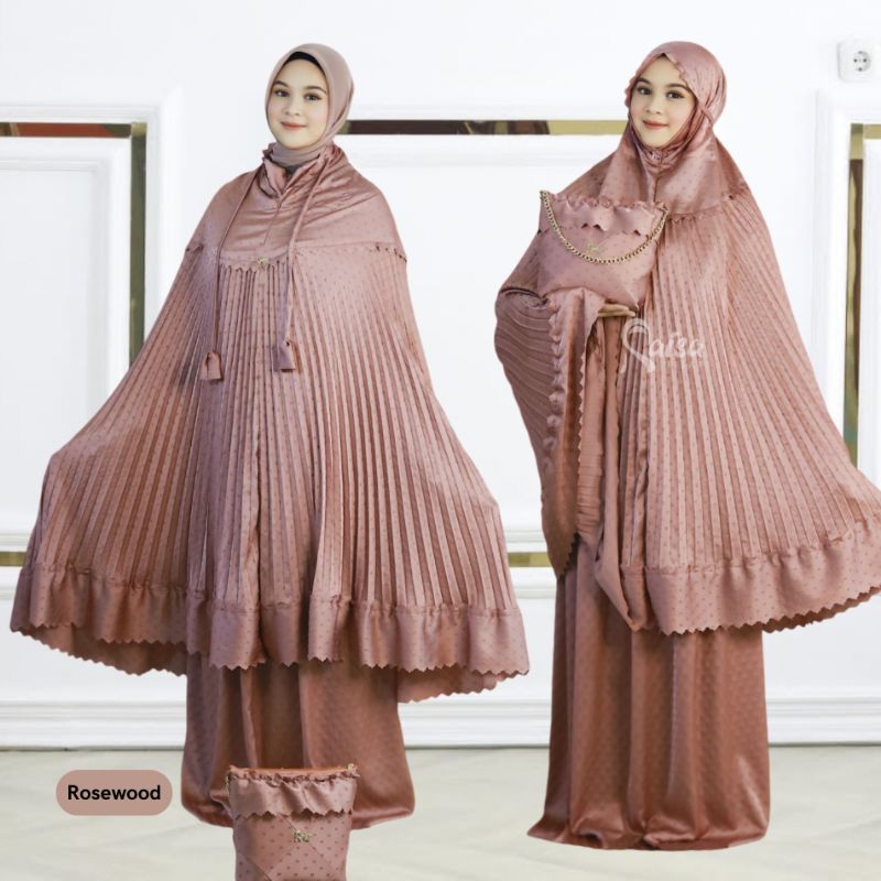Nafila Mukena Plisket Premium Mewah Silky Terlembut 2 in 1 Resleting Dagu Cantik Elegan Untuk Pernik