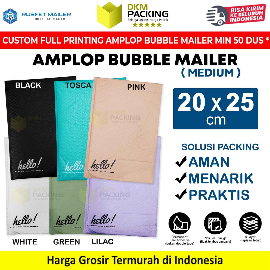 

Amplop Bubble Wrap 20 x 25 cm Security Mailer Envelope Bag Bungkus Paket Premium Termurah RUSFET /SATUAN