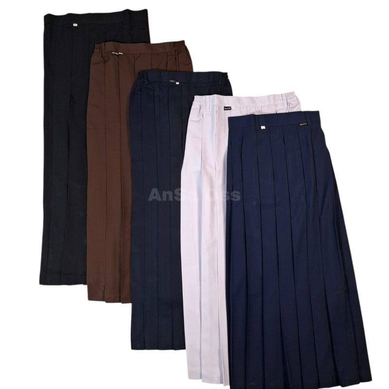 [TOKO ANDA] Rok Full Rempel SMP - Biru tua/Putih/Blueblack/Kopi/Hitam