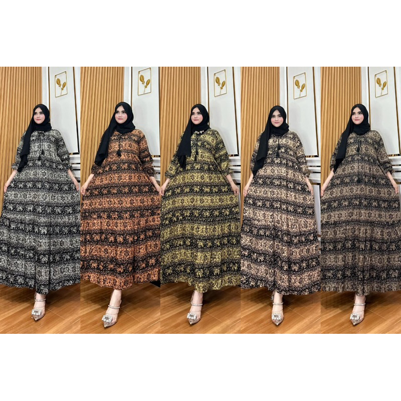 gamis tansel motif cantik | gamis kombinasi motif kondangan bumil dan busui