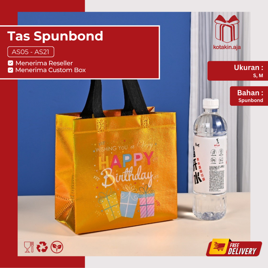 

Tas Spunbond Ulang Tahun / Goodie Bag Spunbond / Spoundbond Bag / Tas Souvenir I AS05-AS21