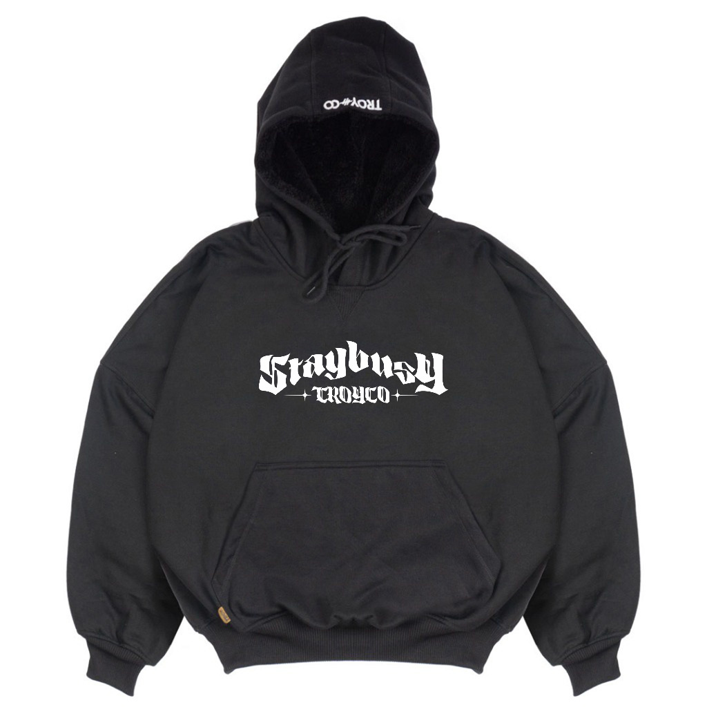 Troy Company Hoodie Boxy Oversize Black Gothic - Hoodie Boxy Hitam HB 2836