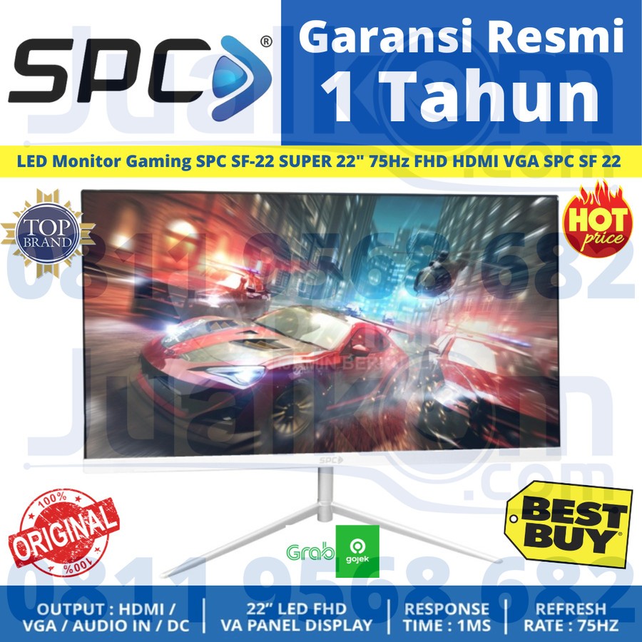 Monitor Gaming SPC SF22 22" IPS 75Hz FHD HDMI VGA - Hitam