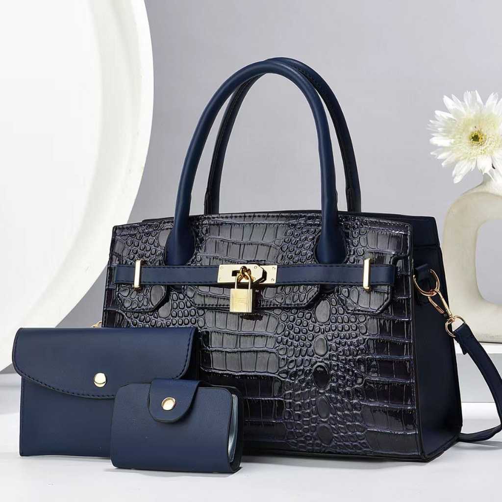 TOKOMEDAN1 - 2551 Tas Set Dompet Tas Croco Glossy Handbag Wanita Mewah Impor Tas Jinjing Besar Murah