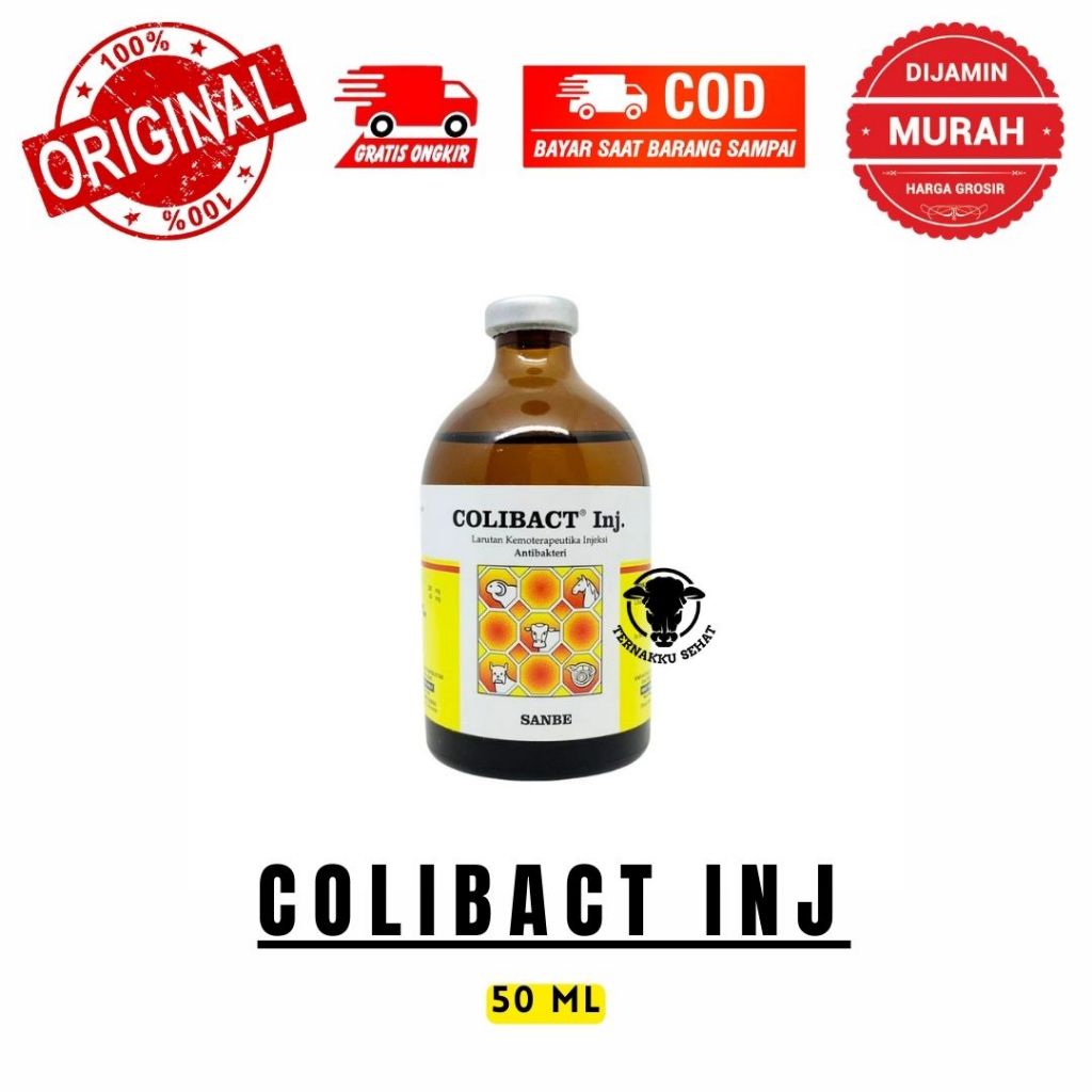 COLIBACT INJEKSI 50ML - Obat Mencret Sapi - Obat Diare Sapi Kambing Domba - Obat Antibiotik Hewan