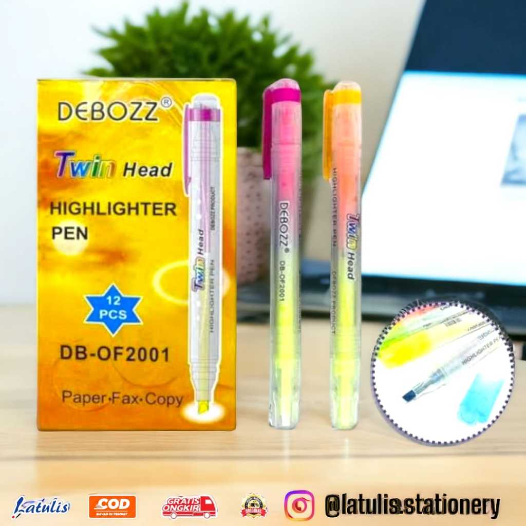 

Debozz Highlighter Pen / Stabilo Twin Head / Deboz Twin Head Highlighter / DB-OF2001