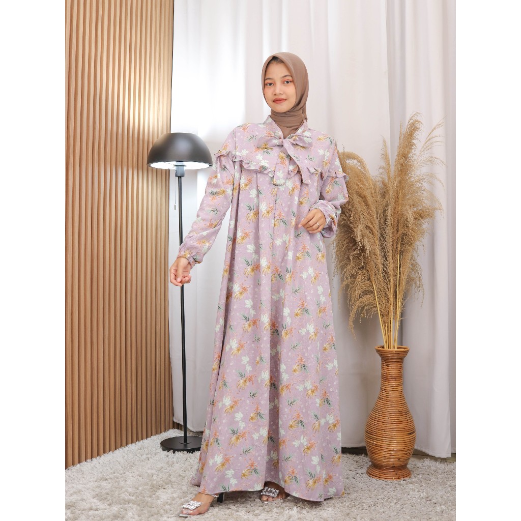 Hyra Dress Motif Bunga Premium / Dress Bunga Vintage / Gamis Wanita Muslimah