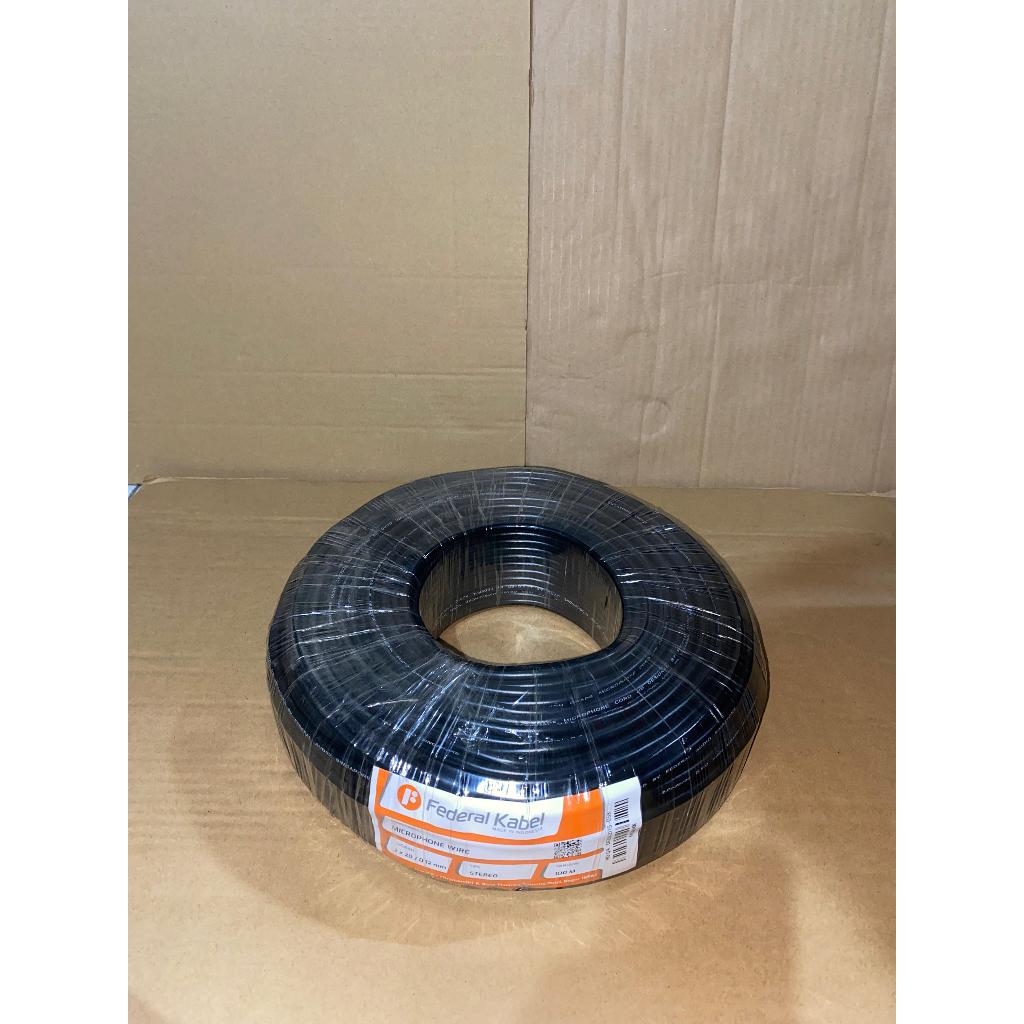 Kabel Mic Federal 2x20 Stereo 100m Roll Hitam Baik 0,12mm Audio Mixer
