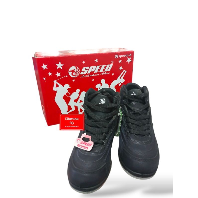 Sepatu Speed Hitam | Sepatu Sekolah Anak Speed