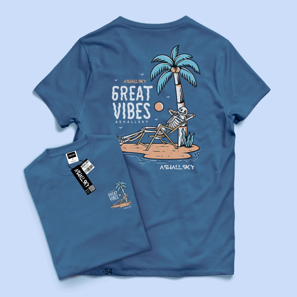 Ashall.sky Baju Kaos Distro Pria Wanita Baju Kaos Pria Great Vibes Denim Tua Baju Kaos Distro Aesthe