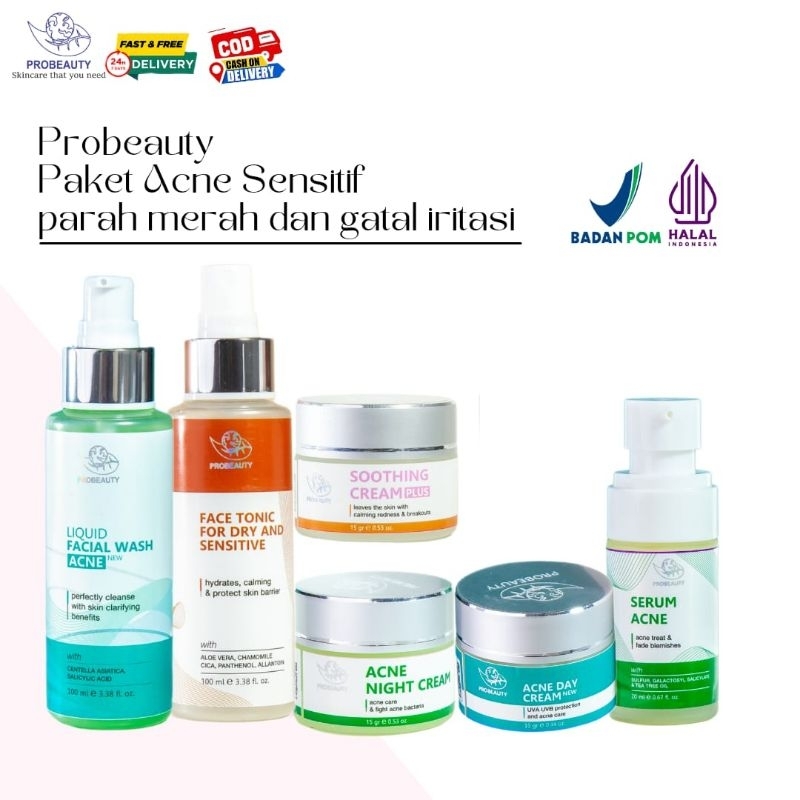 PAKET ACNE SENSITIF PROBEAUTY||SKINCARE TERBAIK||SKINCARE VIRAL AMAN UNTUK BUMIL DAN BUSUI