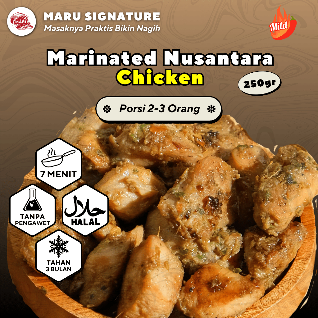 

MARU SIGNATURE Daging Ayam Fillet Dada Marinasi Bumbu Nusantara 250gr Halal BBQ Grill