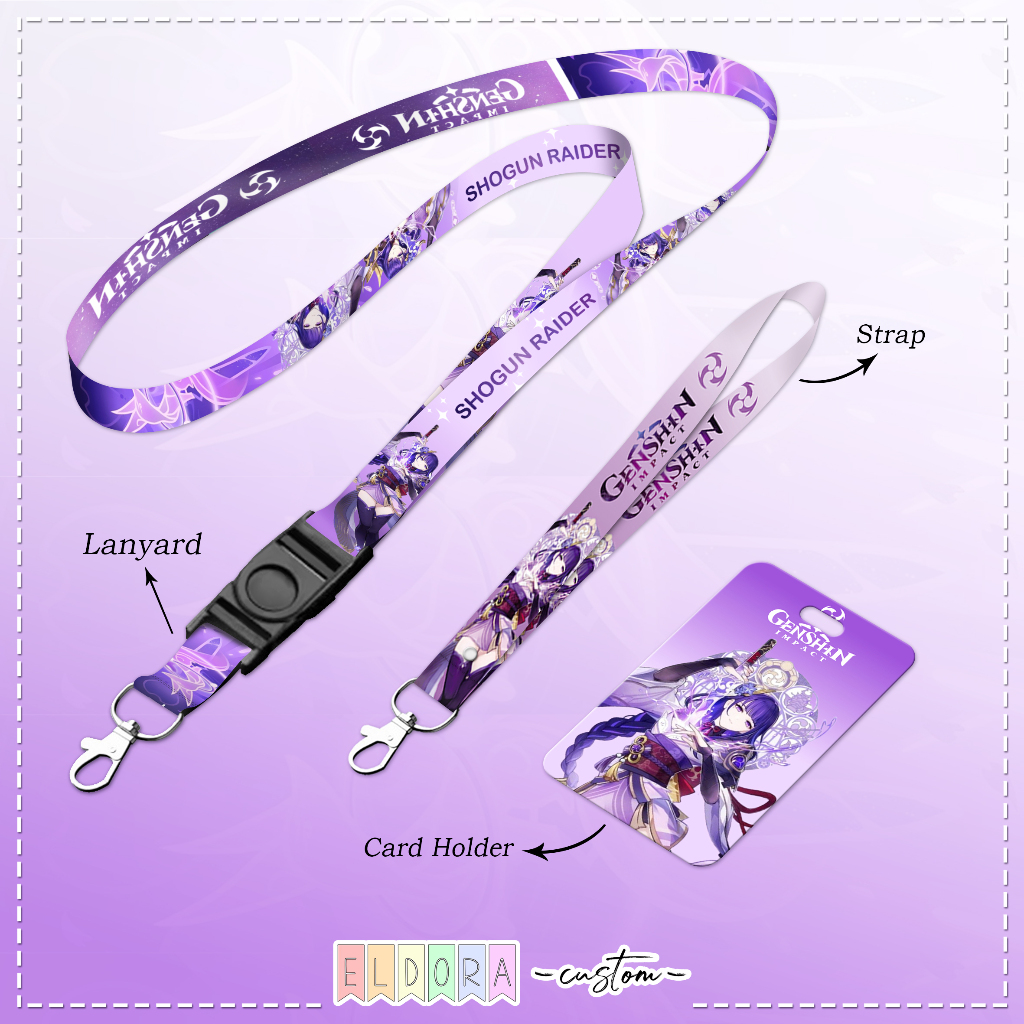 

[LANYARD] Strap id card holder Shogun raiden genshin impact set gantungan kunci - tali hp - tempat kartu - name tag