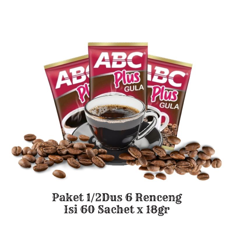 

Kopi ABC Plus Gula Paket 1/2Dus 6 Renceng Isi 60 Sachet x 18gr