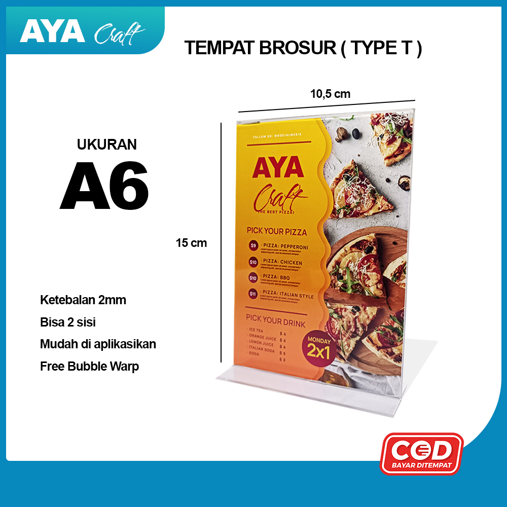 

TEMPAT BROSUR A6 DISPLAY BROSUR AKRILIK 2MM