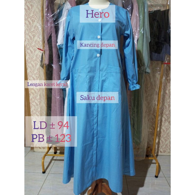 Gamis Polos Wanita Muslimah Biru Laut