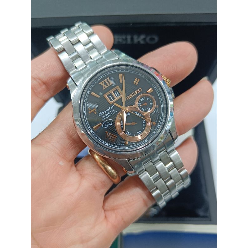 Seiko Premier SNP054P1 Kinetic Perpetual Calendar original bekas bagus full set full link