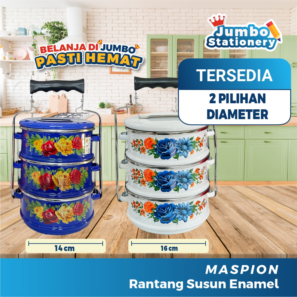 HOT PRODUCT Maspion Rantang 3 Susun Klasik Jadul Stainless Enamel Kedaung Rantang Motif Bunga