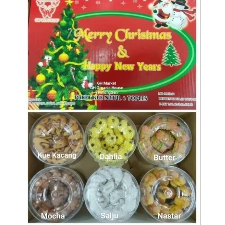 

Hampers Parsel Parcel Hadiah Kue Kering Natal Isi 6 Toples @250gr Kue Christmas Tahun Baru Terlaris Bhn Premium rz