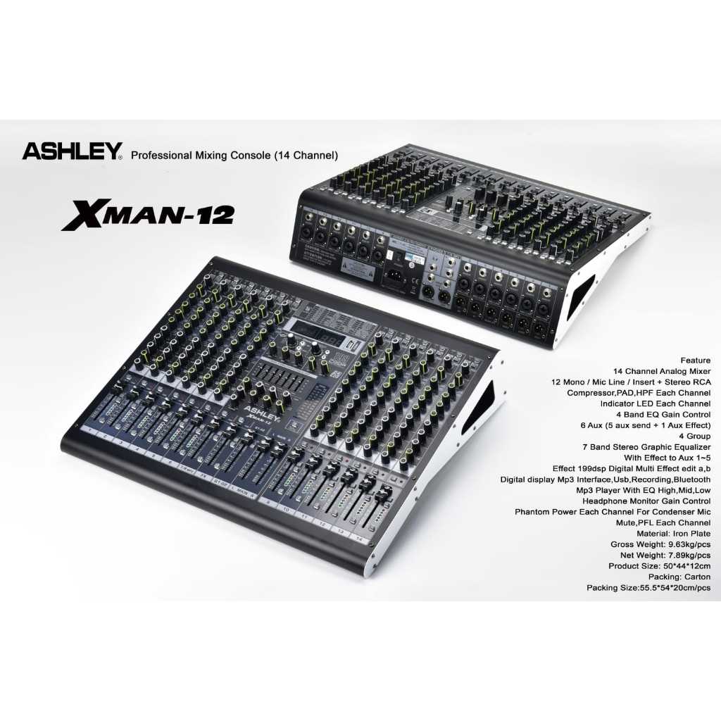 MIXER AUDIO ASHLEY XMAN-12 12CHANNEL ORIGINAL XMAN12 XMAN X MAN 12 CHANNEL 12CH MIXER SOUND HOREGGG