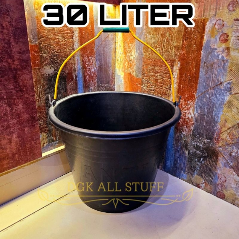Ember Timba Timbo Timbah Cor Semen Gagang Bergagang Pegangan Handle Kawat Hitam 30L 30 L 30 Liter Ka