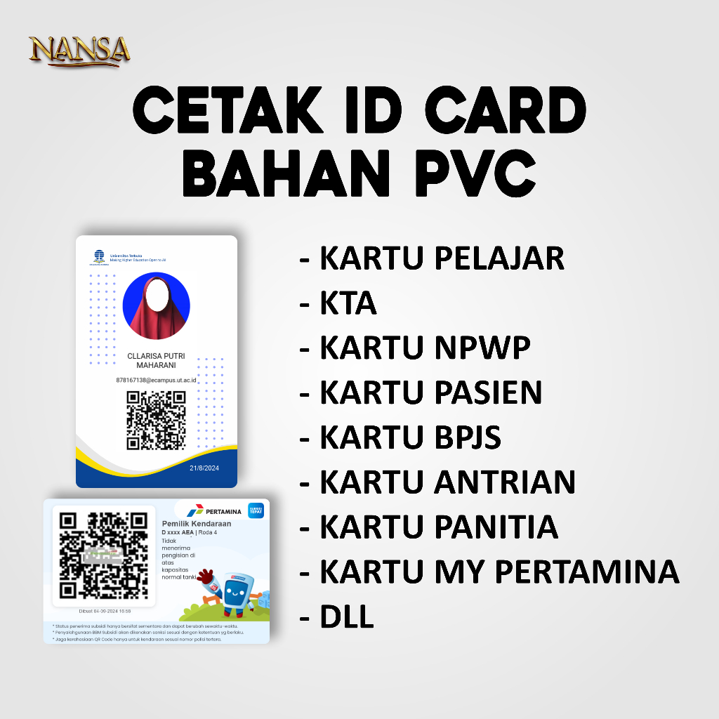 

Cetak ID Card Custom kwalitas terbaik bahan PVC