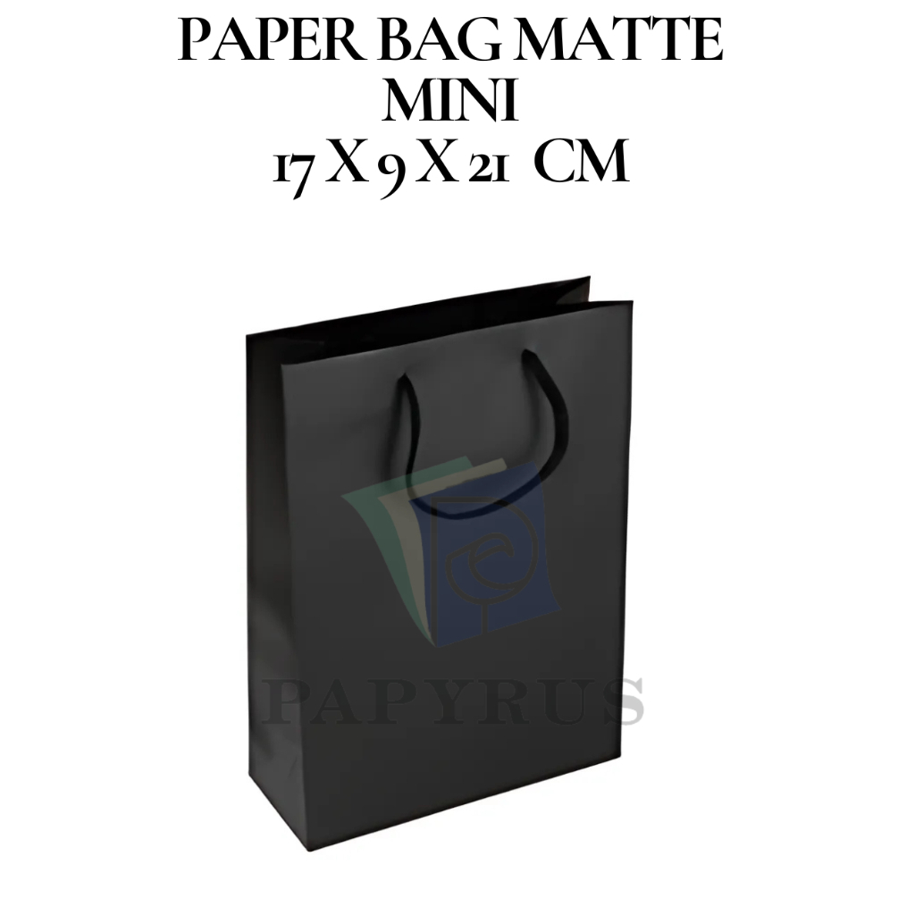 

PAPER BAG POLOS / HAMPERS BAG / GOODIE BAG / SOUVENIR BAG / TAS KADO POLOS / GIFT BAG / PAPER BAG MATTE DOFF MINI HITAM 17 CM X 9 CM X 21 CM