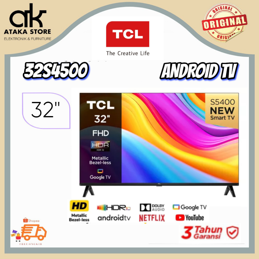 TV LED TCL ANDROID TV 32S4500A LED TV Android TCL 32 Inch Android TV TCL